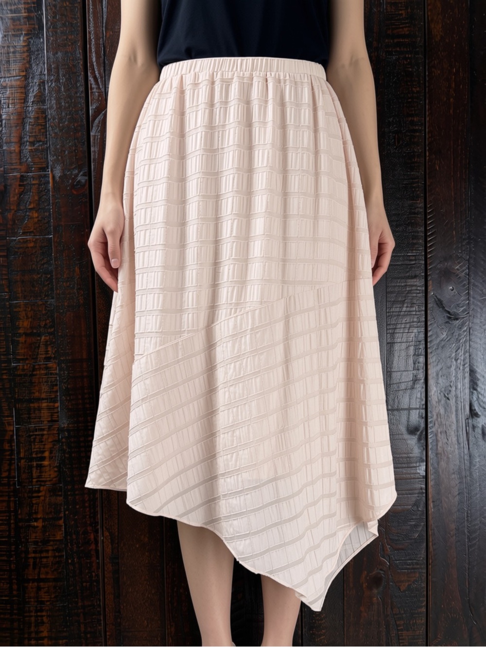 Alfani Textured Handkerchief Hem Midi Skirt - Blush Pink